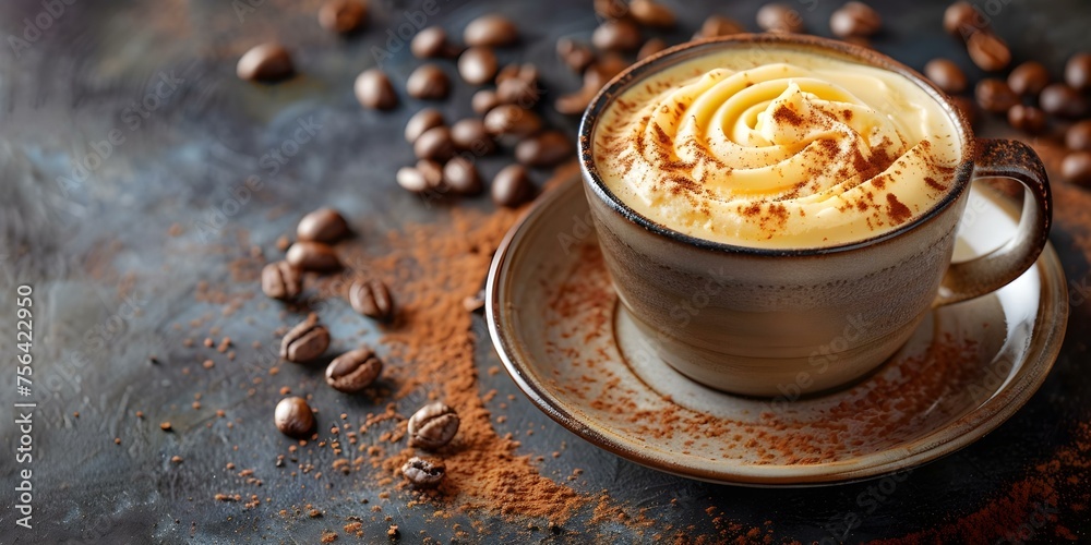 Boost Your Health with Grassfed Butter Blended Coffee. Concept Healthy Eating, Functional Foods, Nutritional Benefits, Morning Routine, Lifestyle Upgrade Boost Your Health with Grassfed Butter Blended Coffee. Concept Healthy Eating, Functional Foods, Nutritional Benefits, Morning Routine, Lifestyle Upgrade