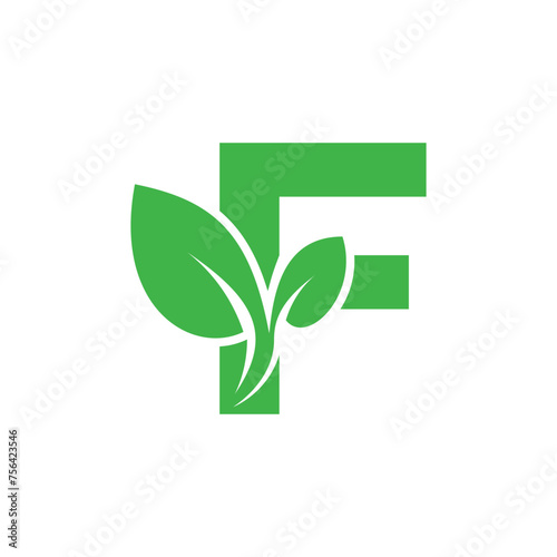 Leaf logo design vector with letter concept