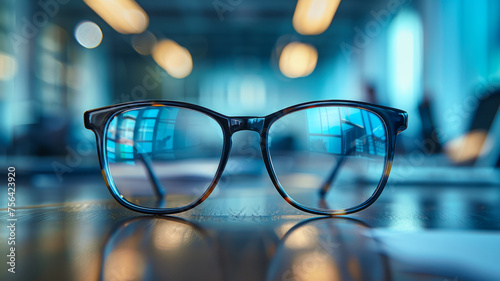 Photo of glasses on a table with blurred background © SashaMagic