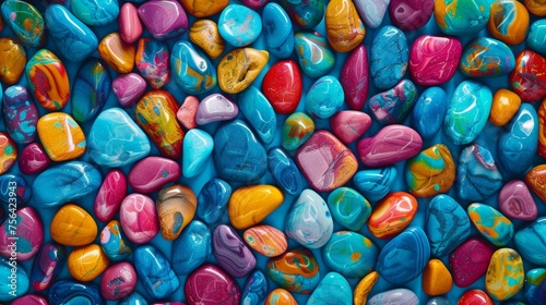 Colorful Assortment of Polished Gemstones in Close-Up View