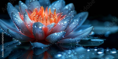 The Serenity of Nature: The lotus flower blooms on the serene water, radiating beauty and tranquility.