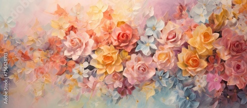 Wallpaper Mural Floral oil painting design pattern backdrop. Torontodigital.ca