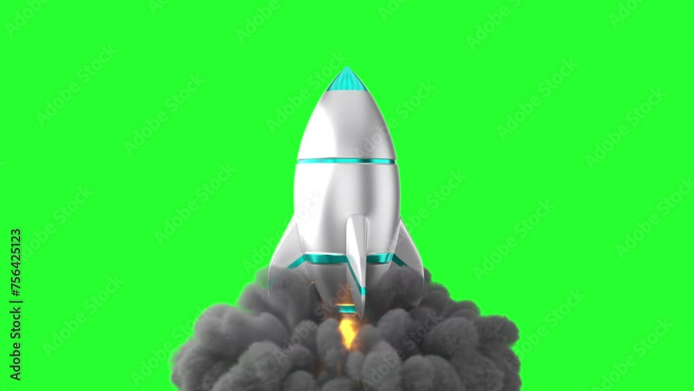 Launching a Rocket with smoke and fire Simulation Green Screen 4k transparent background Launching a Rocket with smoke and fire Simulation Green Screen 4k transparent background