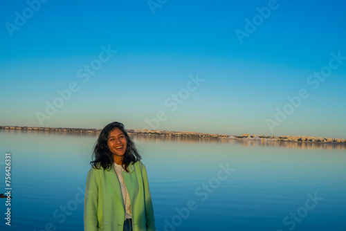 young woman happy in the lake © Deboraht