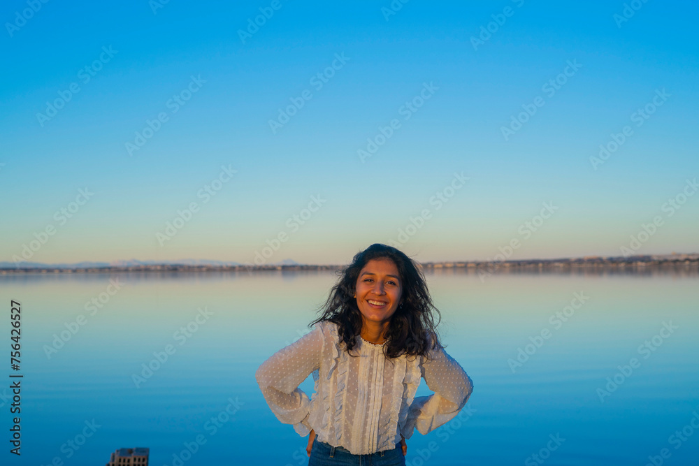 young indian happy in the lake
