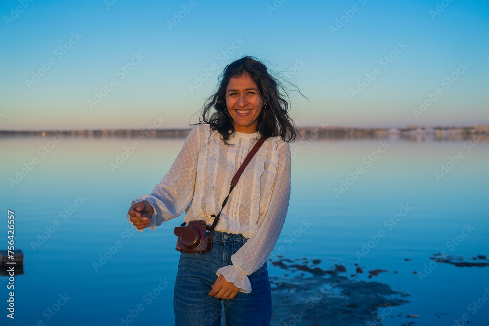 young indian happy in the lake