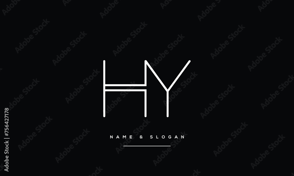 Alphabet Letters HY, YH, Initials Logo Monogram