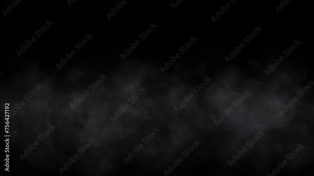 Beautiful illustration of white smoke or fog on plain black background