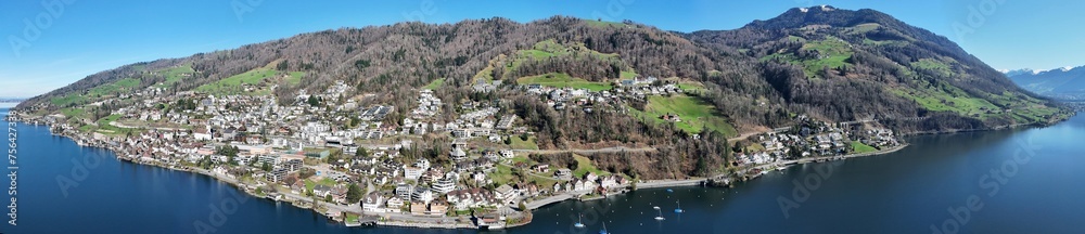 Panoramafoto von Walchwil ZG am Zugersee