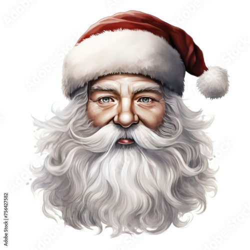 Close Up of Santa Claus Face With Santa Hat