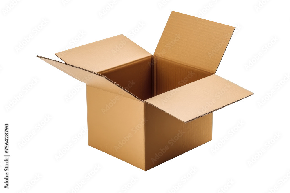 Cardboard box open isolated on transparent background.