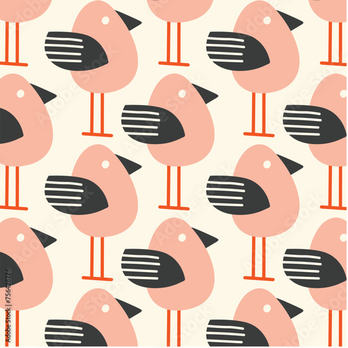Geometrical Retro Birds Background Wallpaper