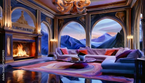 fireplace in the morning