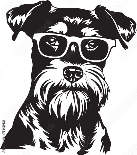 portrait of a Miniature Schnauzer dog with glasses