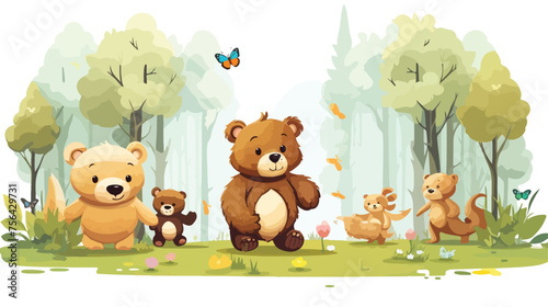 A plush teddy bear leading a group of other stuffed © zoni