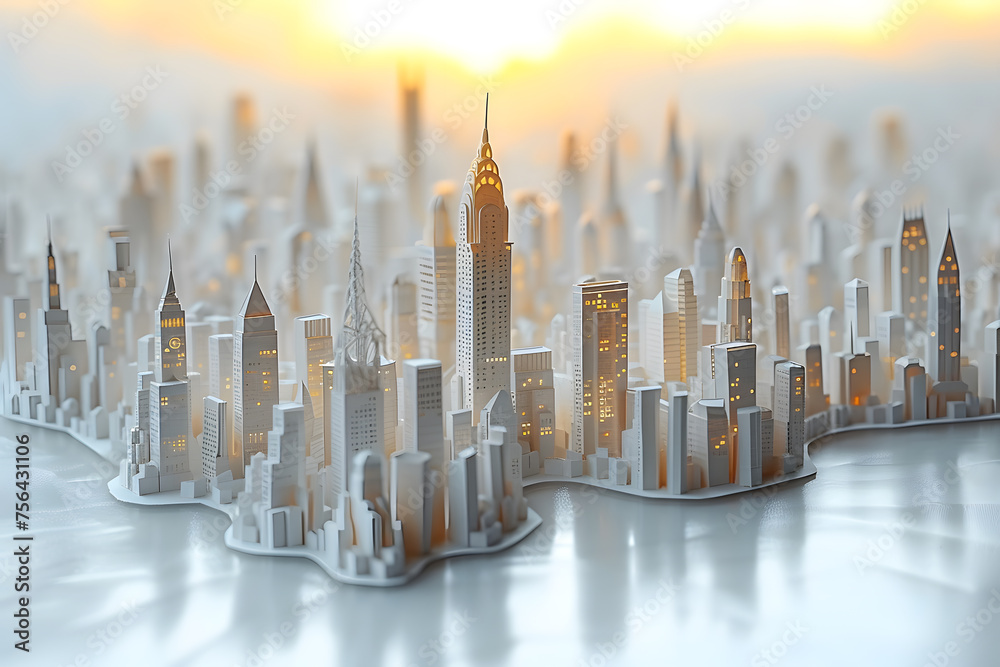 stylized paper cut-out city skyline stylized paper cut-out city skyline