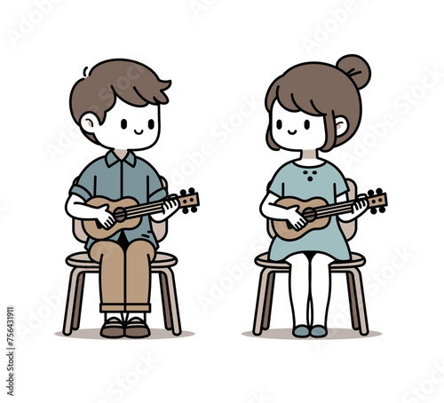 ウクレレ演奏している男女