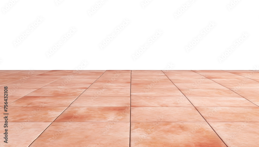 clay tiles floor isolated on transparent background cutout