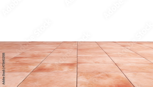 clay tiles floor isolated on transparent background cutout