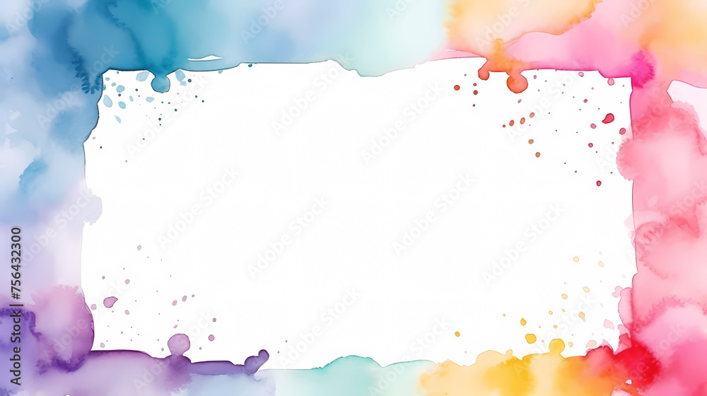 Simple watercolor border with empty white