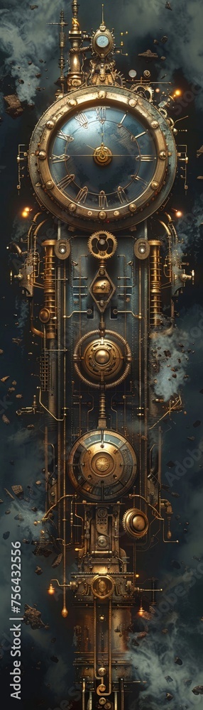 Steampunk space station brass gears