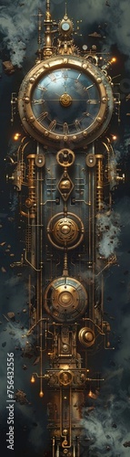 Steampunk space station brass gears