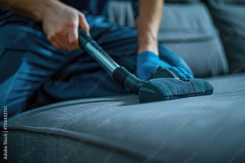 The attachment of the professional upholstery dry cleaner cleans the surface of upholstered furniture