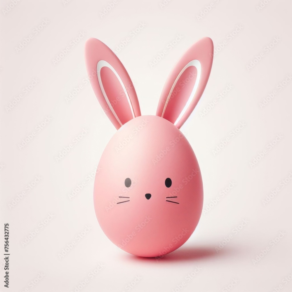 Bunny and Easter egg in pastel pink colors, minimalist Easter concept. Bunny and Easter egg in pastel pink colors, minimalist Easter concept.