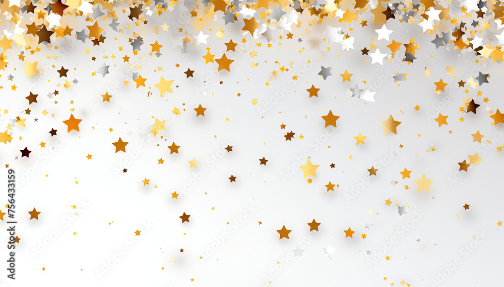 White Background With Gold and Silver Stars