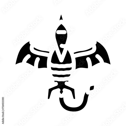 pteranodon dinosaur animal glyph icon vector. pteranodon dinosaur animal sign. isolated symbol illustration
