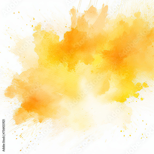 Orange and Yellow Watercolor Splash on White Background