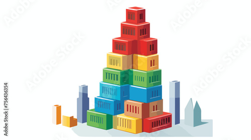 A set of building blocks constructing a towering 