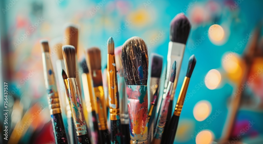 A colorful collection of art brushes A colorful collection of art brushes