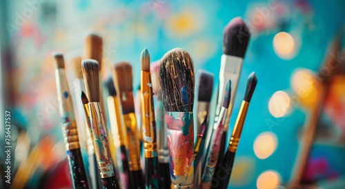 A colorful collection of art brushes