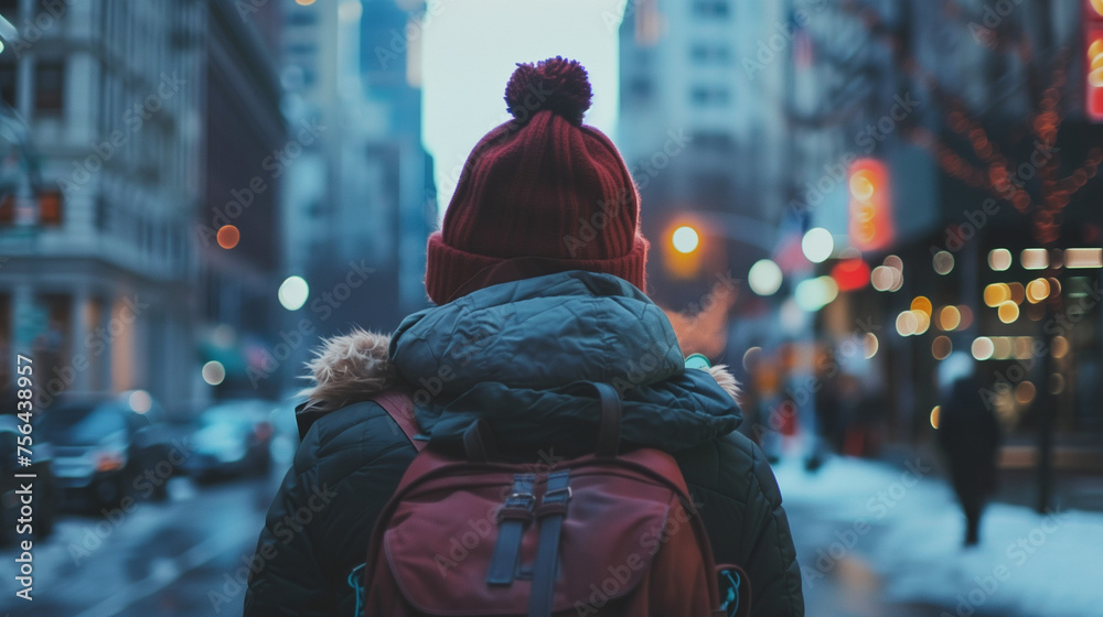 people in the city walking in winter