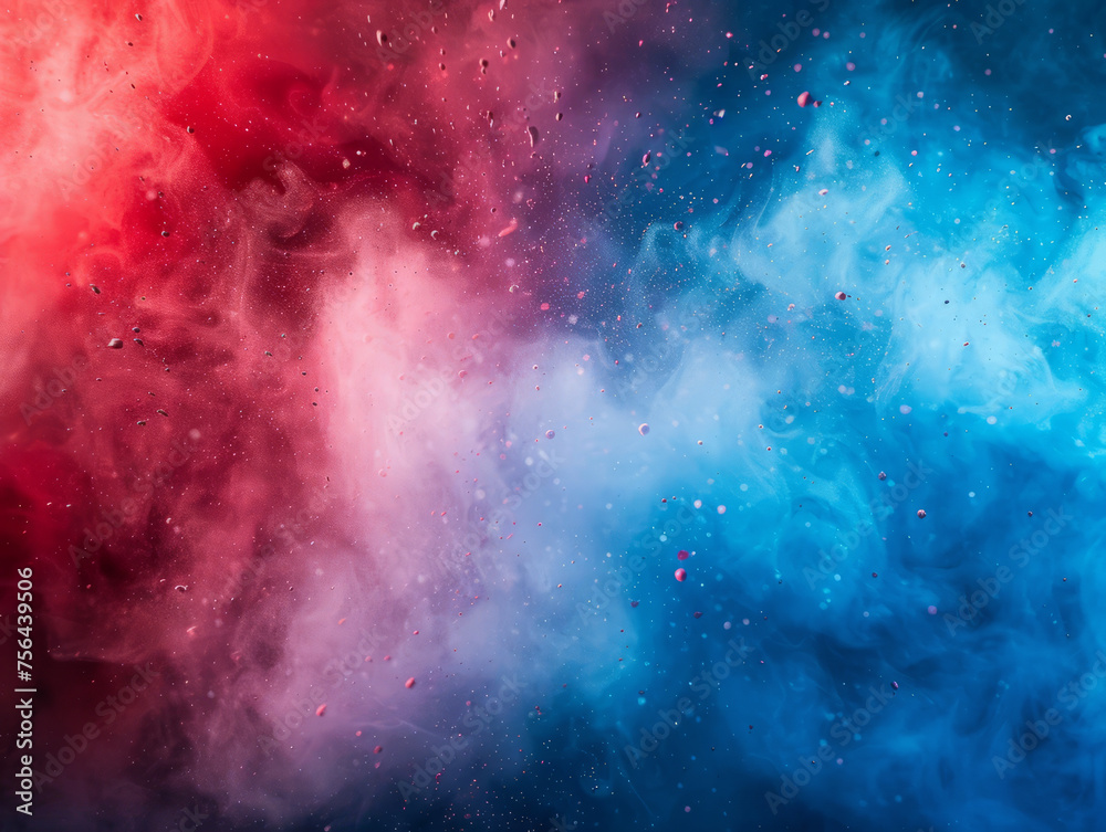 mysterious red to blue gradient smoke effect in abstract art, background of space
