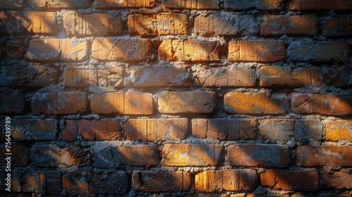 Intense Light Shining on Close Up of Brick Wall