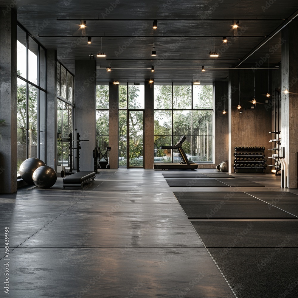 a gym with a large amount of exercise equipment