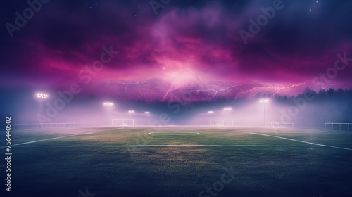 soccer field with dramatic sky