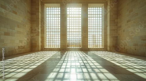 Sunlight Streaming Through Windows Into Empty Room