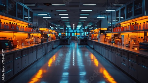 Long Hallway With Central Neon Light