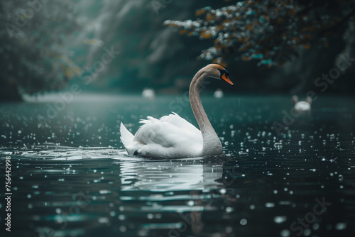 illustration of swan on the lake. Created with Generative AI 