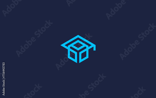 bachelor hat with hexagon logo icon design vector design template inspiration