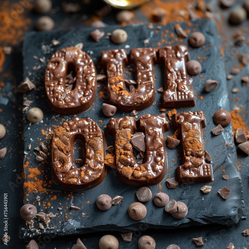 Oui au chocolat ! Le chocolat et le mot OUI. L'inscription est OUI. Un signe fait de chocolat et du texte OUI - attend que vous lui rendiez la pareille. Dites oui au chocolat et à la crème. Magasin