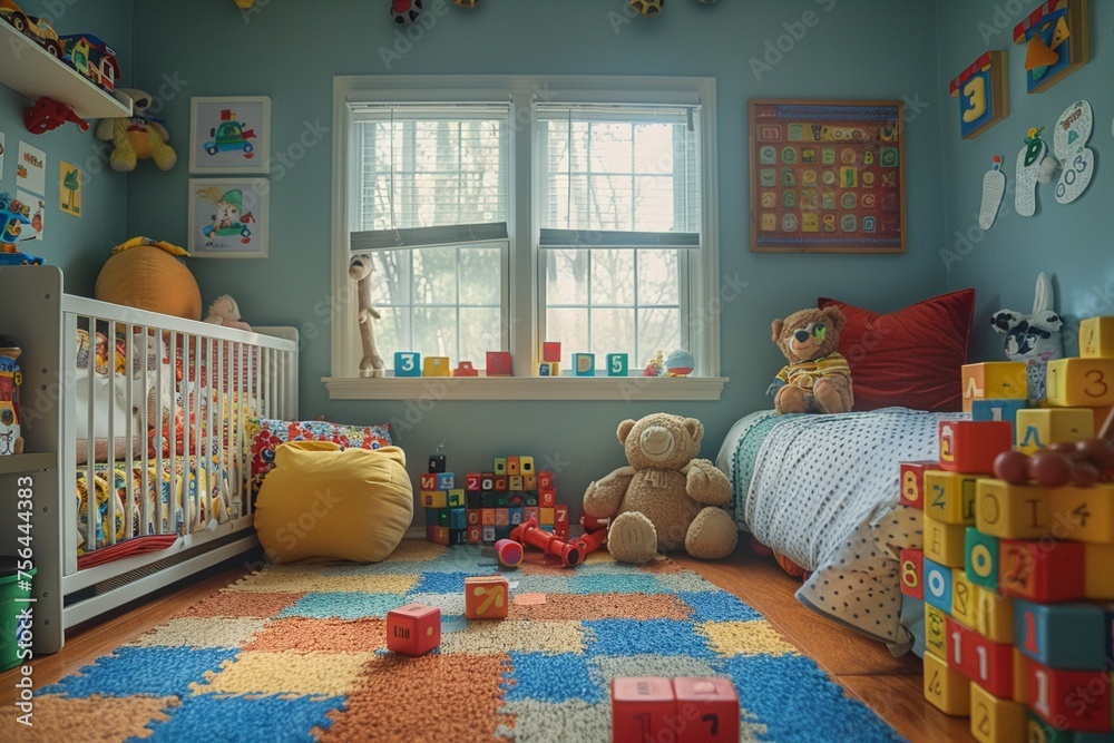 An imaginative view of a childs bedroom - obrazy, fototapety, plakaty 