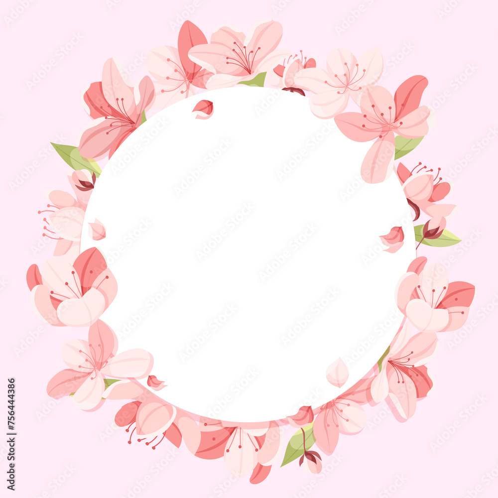 Sakura blossom frame in flat design