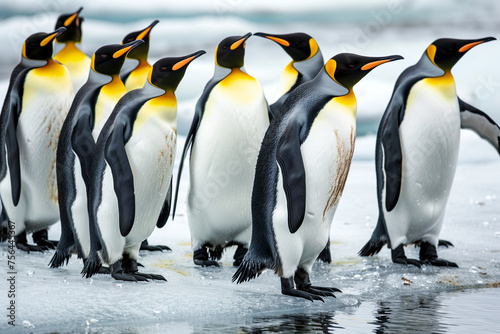 illustration of penguins in polar region. Created with Generative AI 