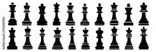 Chess checkmate silhouettes set, large pack of vector silhouette design, isolated white background