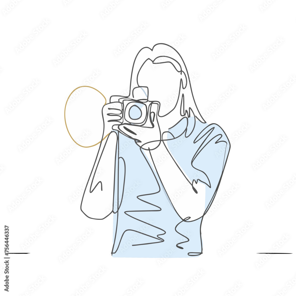cute minimalist black ink drawing drawing of a young woman taking photos cute minimalist black ink drawing drawing of a young woman taking photos