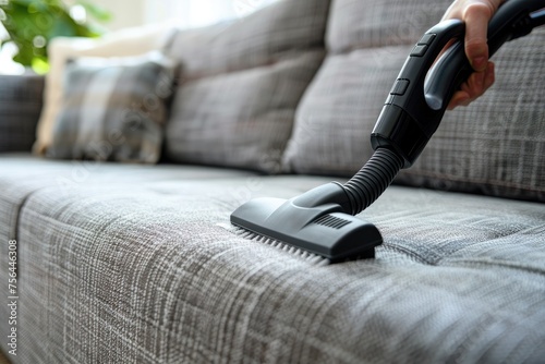 The attachment of the professional upholstery dry cleaner cleans the surface of upholstered furniture